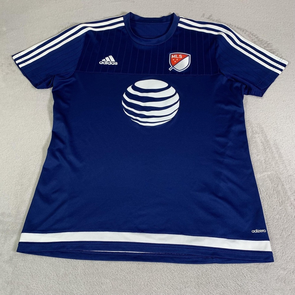 MLS All-Stars Jersey Mens Large Blue MLS Soccer Adidas ClimaCool AT&T Game